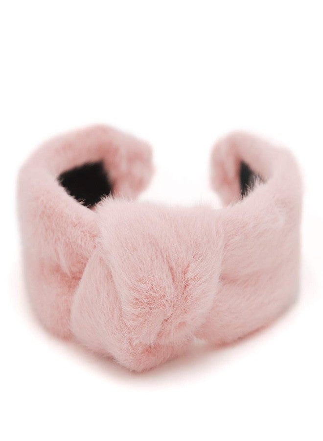 Surell Faux Mink Headband With Knot (Pink) - Fake Fur Hairband for Women - Girls Cute Makeup - Soft Trendy Luxury Fashion Accessory - Comfortable Fluffy Headwear - One Size Fits All - Image 2